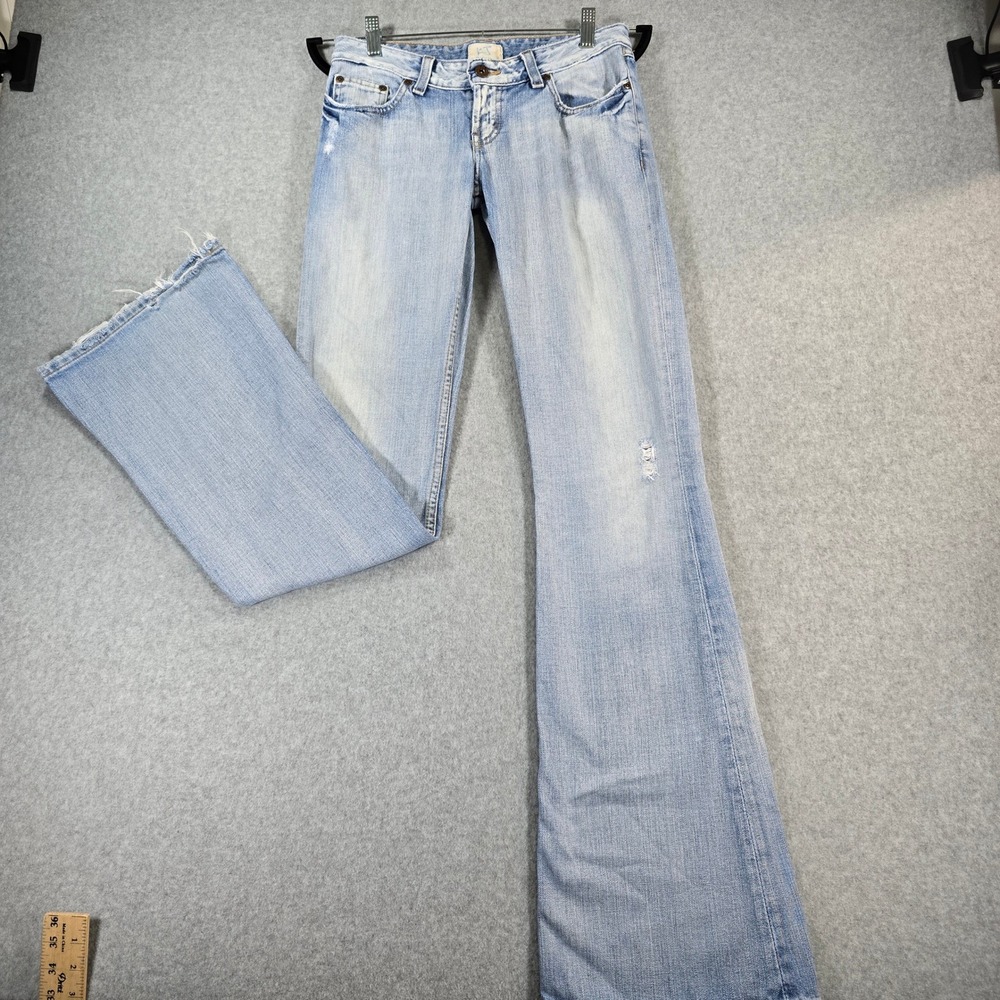 BKE Denim Low Rise Flare Jeans Light Wash Distressed BKL7623XL 29x34.5